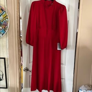 Maggy London Red Long Sleeve Mock Neck Gown